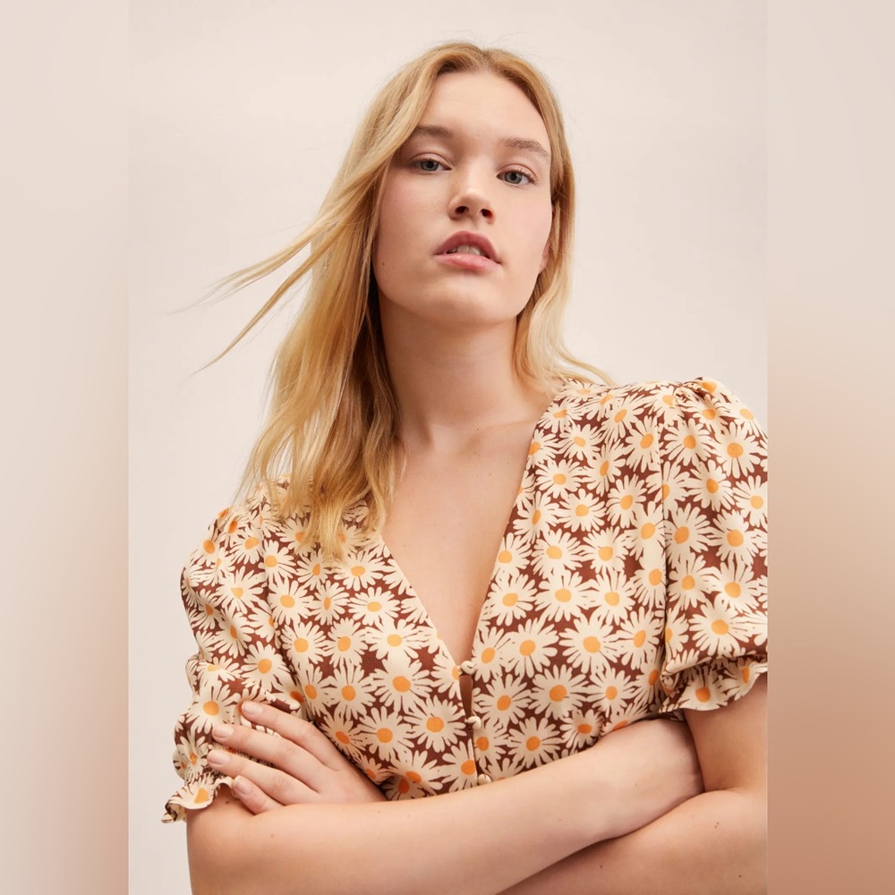 MANGO - Floral Jumpsuit - Orange - Picture 3 of 12